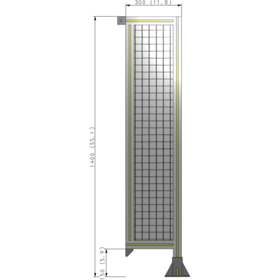 A2-1400-0300-0150-TYMFA SINGLE PANEL-LEG ON RIGHT WITH TIE PLATES AND ANGLE 1400MM X 300MM  1" MESH, FULLY ASSEMBLED
