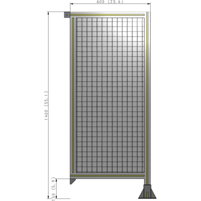 A2-1400-0600-0150-TYMFK SINGLE PANEL-LEG ON RIGHT WITH TIE PLATES AND ANGLE 1400MM X 600MM 1" MESH, AS A KIT
