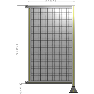 A2-1400-0750-0150-HYMFK SINGLE PANEL-LEG ON RIGHT WITH HINGES 1400MM X 750MM 1" MESH, AS A KIT