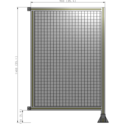 A2-1400-0900-0150-HYMFA SINGLE PANEL-LEG ON RIGHT WITH HINGES 1400MM X 900MM 1" MESH, FULLY ASSEMBLED