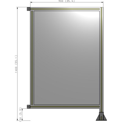 A2-1400-0900-0150-HYPFA SINGLE PANEL-LEG ON RIGHT WITH HINGES 1400MM X 900MM  1/4" POLYCARBONATE, FULLY ASSEMBLED