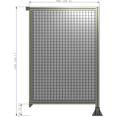 A2-1400-0900-0150-TYMFK SINGLE PANEL-LEG ON RIGHT WITH TIE PLATES AND ANGLE 1400MM X 900MM  1" MESH, AS A KIT