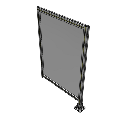 A2-1400-0900-0150-TYPFA SINGLE PANEL-LEG ON RIGHT WITH TIE PLATES AND ANGLE 1400MM X 900MM 1/4" POLYCARBONATE, ASSEMBLED