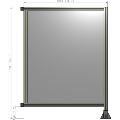 A2-1400-1050-0150-HYPFK SINGLE PANEL-LEG ON RIGHT WITH HINGES 1400MM X 1050MM 1/4" POLYCARBONATE, AS A KIT
