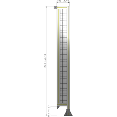 A2-1700-0200-0150-TYMFK SINGLE PANEL-LEG ON RIGHT WITH TIE PLATES AND ANGLE 1700MM X 200MM  1" MESH, AS A KIT