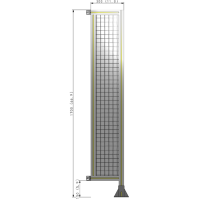 A2-1700-0300-0150-HYMFK SINGLE PANEL-LEG ON RIGHT WITH HINGES 1700MM X 300MM  1" MESH, AS A KIT