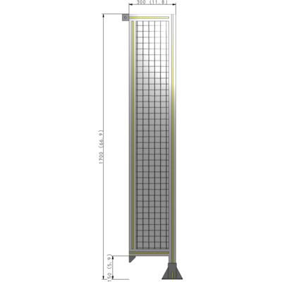 A2-1700-0300-0150-TYMFK SINGLE PANEL-LEG ON RIGHT WITH TIE PLATES AND ANGLE 1700MM X 300MM 1" MESH, AS A KIT