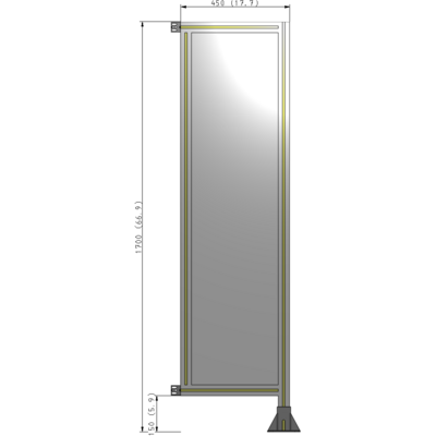 A2-1700-0450-0150-HYPFK SINGLE PANEL-LEG ON RIGHT WITH HINGES 1700MM X 450MM 1/4" POLYCARBONATE, AS A KIT