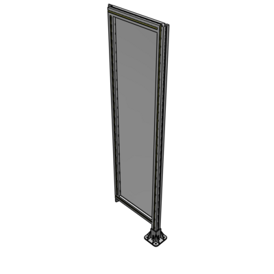 A2-1700-0450-0150-TYPFA SINGLE PANEL-LEG ON RIGHT WITH TIE PLATES AND ANGLE 1700MM X 450MM 1/4" POLYCARBONATE, ASSEMBLED