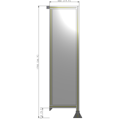 A2-1700-0450-0150-TYPFK SINGLE PANEL-LEG ON RIGHT WITH TIE PLATES AND ANGLE 1700MM X 450MM 1/4" POLYCARBONATE, AS A KIT