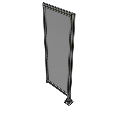 A2-1700-0600-0150-TYPFA SINGLE PANEL-LEG ON RIGHT WITH TIE PLATES AND ANGLE 1700MM X 600MM 1/4" POLYCARBONATE, ASSEMBLED