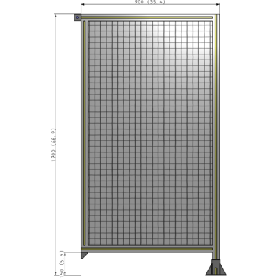 A2-1700-0900-0150-TYMFA SINGLE PANEL-LEG ON RIGHT WITH TIE PLATES AND ANGLE 1700MM X 900MM 1" MESH, FULLY ASSEMBLED