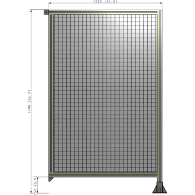 A2-1700-1050-0150-TYMFA SINGLE PANEL-LEG ON RIGHT WITH TIE PLATES AND ANGLE 1700MM X 1050MM  1" MESH, FULLY ASSEMBLED