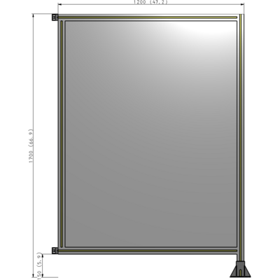 A2-1700-1200-0150-HYPFA SINGLE PANEL-LEG ON RIGHT WITH HINGES 1700MM X 1200MM  1/4" POLYCARBONATE, FULLY ASSEMBLED
