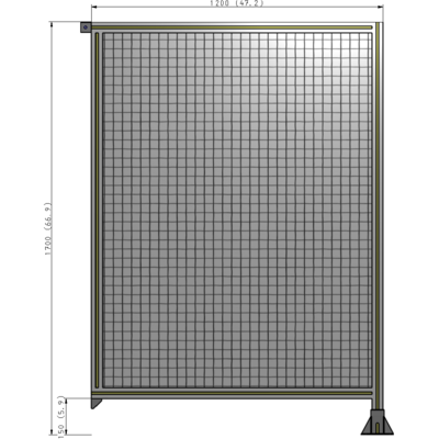 A2-1700-1200-0150-TYMFA SINGLE PANEL-LEG ON RIGHT WITH TIE PLATES AND ANGLE 1700MM X 1200MM 1" MESH, FULLY ASSEMBLED