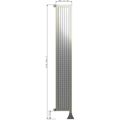 A2-2135-0300-0150-HYMFK SINGLE PANEL-LEG ON RIGHT WITH HINGES 2135MM X 300MM  1" MESH, AS A KIT