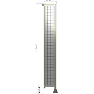 A2-2135-0300-0150-TYMFA SINGLE PANEL-LEG ON RIGHT WITH TIE PLATES AND ANGLE 2135MM X 300MM  1" MESH, FULLY ASSEMBLED