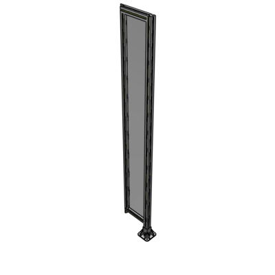 A2-2135-0300-0150-TYPFA SINGLE PANEL-LEG ON RIGHT WITH TIE PLATES AND ANGLE 2135MM X 300MM  1/4" POLYCARBONATE, ASSEMBLED