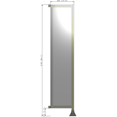 A2-2135-0450-0150-HYPFA SINGLE PANEL-LEG ON RIGHT WITH HINGES 2135MM X 450MM 1/4" POLYCARBONATE, ASSEMBLED
