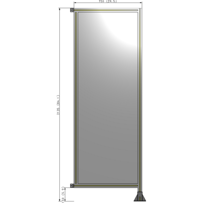 A2-2135-0750-0150-HYPFK SINGLE PANEL-LEG ON RIGHT WITH HINGES 2135MM X 750MM  1/4" POLYCARBONATE, AS A KIT