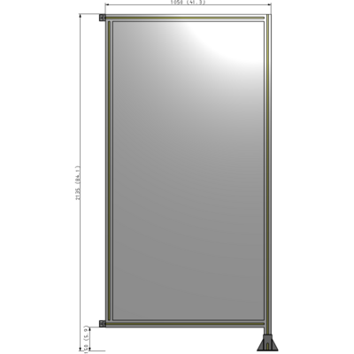A2-2135-1050-0150-HYPFK SINGLE PANEL-LEG ON RIGHT WITH HINGES 2135MM X 1050MM  1/4" POLYCARBONATE, AS A KIT