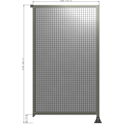 A2-2135-1200-0150-TYMFA SINGLE PANEL-LEG ON RIGHT WITH TIE PLATES AND ANGLE 2135MM X 1200MM 1" MESH, FULLY ASSEMBLED