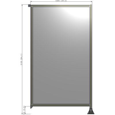 A2-2135-1200-0150-TYPFK SINGLE PANEL-LEG ON RIGHT WITH TIE PLATES AND ANGLE 2135MM X 1200MM 1/4" POLYCARBONATE, AS A KIT