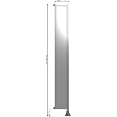 A2-2400-0300-0150-HYPFA SINGLE PANEL-LEG ON RIGHT WITH HINGES 2400MM X 300MM 1/4" POLYCARBONATE, FULLY ASSEMBLED