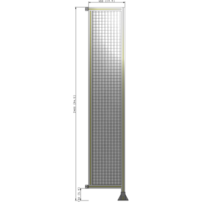 A2-2400-0450-0150-HYMFK SINGLE PANEL-LEG ON RIGHT WITH HINGES 2400MM X 450MM  1" MESH, AS A KIT