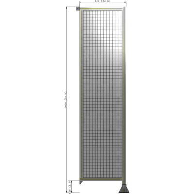 A2-2400-0600-0150-TYMFA SINGLE PANEL-LEG ON RIGHT WITH TIE PLATES AND ANGLE 2400MM X 600MM 1" MESH, FULLY ASSEMBLED