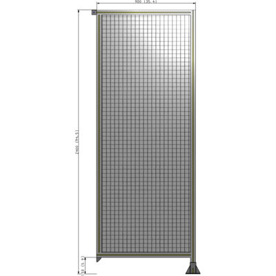 A2-2400-0900-0150-TYMFA SINGLE PANEL-LEG ON RIGHT WITH TIE PLATES AND ANGLE 2400MM X 900MM  1" MESH, FULLY ASSEMBLED