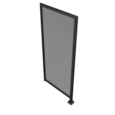 A2-2400-1050-0150-TYPFA SINGLE PANEL-LEG ON RIGHT WITH TIE PLATES AND ANGLE 2400MM X 1050MM  1/4" POLYCARBONATE, ASSEMBLED