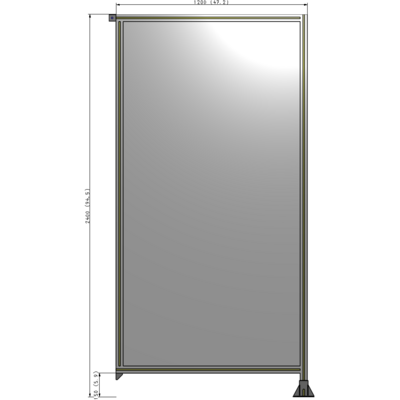 A2-2400-1200-0150-TYPFA SINGLE PANEL-LEG ON RIGHT WITH TIE PLATES AND ANGLE 2400MM X 1200MM 1/4" POLYCARBONATE, ASSEMBLED
