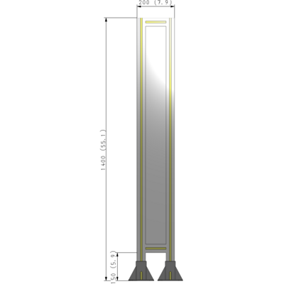 A3-1400-0200-0150-ZYPFK SINGLE PANEL-LEG ON BOTH SIDES 1400MM X 200MM 1/4" POLYCARBONATE, AS A KIT