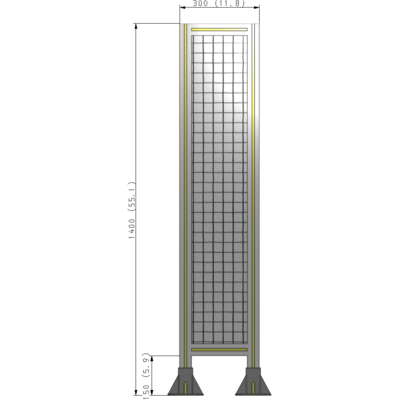 A3-1400-0300-0150-ZYMFA SINGLE PANEL-LEG ON BOTH SIDES 1400MM X 300MM 1" MESH, FULLY ASSEMBLED
