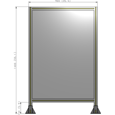A3-1400-0900-0150-ZYPFA SINGLE PANEL-LEG ON BOTH SIDES 1400MM X 900MM 1/4" POLYCARBONATE, FULLY ASSEMBLED