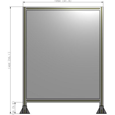 A3-1400-1050-0150-ZYPFK SINGLE PANEL-LEG ON BOTH SIDES 1400MM X 1050MM 1/4" POLYCARBONATE, AS A KIT