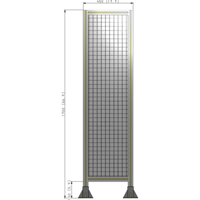 A3-1700-0450-0150-ZYMFA SINGLE PANEL-LEG ON BOTH SIDES 1700MM X 450MM 1" MESH, FULLY ASSEMBLED