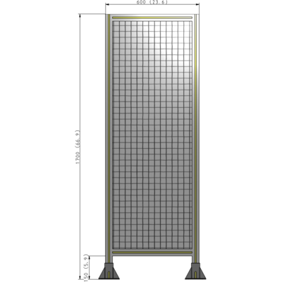A3-1700-0600-0150-ZYMFA SINGLE PANEL-LEG ON BOTH SIDES 1700MM X 600MM 1" MESH, FULLY ASSEMBLED