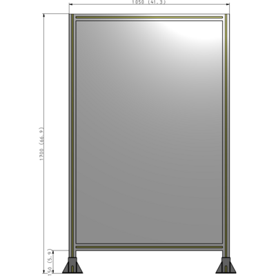 A3-1700-1050-0150-ZYPFA SINGLE PANEL-LEG ON BOTH SIDES 1700MM X 1050MM 1/4" POLYCARBONATE, FULLY ASSEMBLED