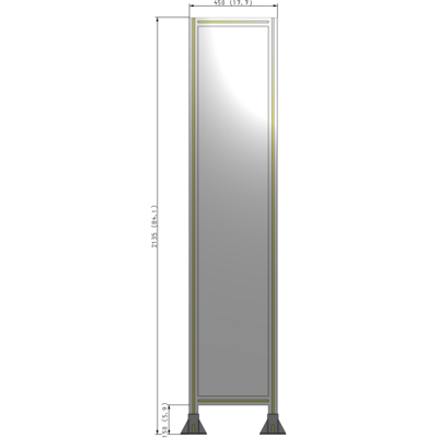 A3-2135-0450-0150-ZYPFK SINGLE PANEL-LEG ON  BOTH SIDES  2135MM X 450MM  1/4" POLYCARBONATE, AS A KIT