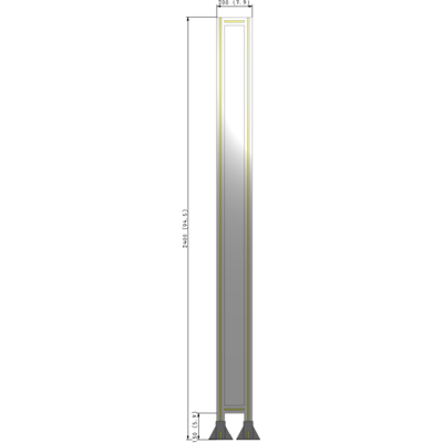 A3-2400-0200-0150-ZYPFA SINGLE PANEL-LEG ON  BOTH SIDES  2400MM X 200MM  1/4" POLYCARBONATE, FULLY ASSEMBLED