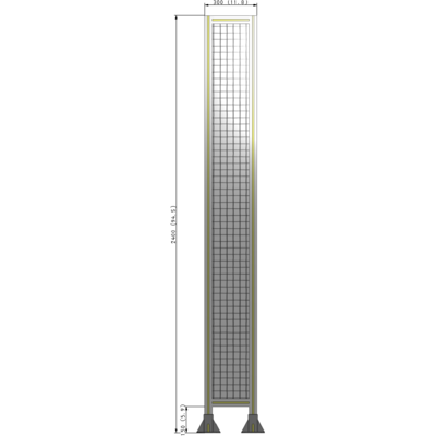 A3-2400-0300-0150-ZYMFK SINGLE PANEL-LEG ON  BOTH SIDES  2400MM X 300MM  1" MESH, AS A KIT