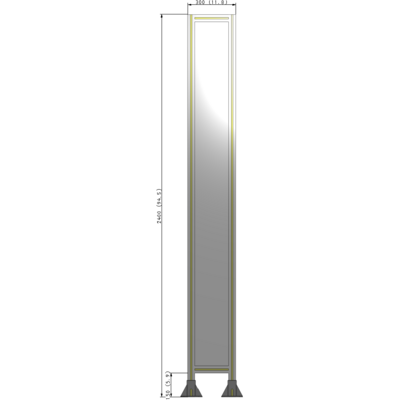 A3-2400-0300-0150-ZYPFK SINGLE PANEL-LEG ON BOTH SIDES 2400MM X 300MM 1/4" POLYCARBONATE, AS A KIT