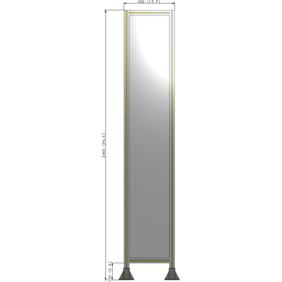 A3-2400-0450-0150-ZYPFA SINGLE PANEL-LEG ON BOTH SIDES 2400MM X 450MM 1/4" POLYCARBONATE, ASSEMBLED