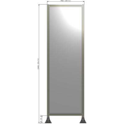 A3-2400-0750-0150-ZYPFA SINGLE PANEL-LEG ON  BOTH SIDES  2400MM X 750MM  1/4" POLYCARBONATE, ASSEMBLED