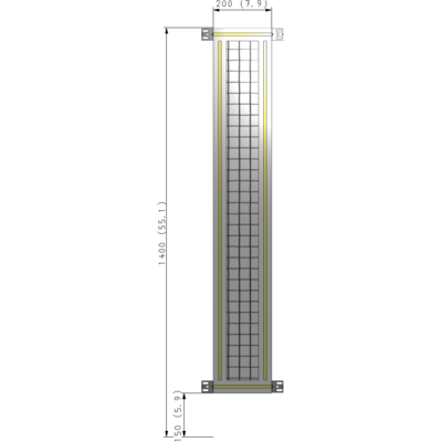 A4-1400-0200-0150-HYMZK SINGLE PANEL-NO LEGS WITH HINGES 1400MM X 200MM 1" MESH, AS A KIT