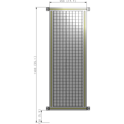 A4-1400-0450-0150-HYMZA SINGLE PANEL-NO LEGS WITH HINGES 1400MM X 450MM 1" MESH, FULLY ASSEMBLED