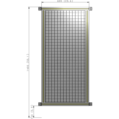 A4-1400-0600-0150-HYMZK SINGLE PANEL-NO LEGS WITH HINGES 1400MM X 600MM 1" MESH, AS A KIT