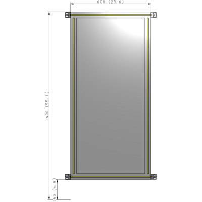 A4-1400-0600-0150-HYPZA SINGLE PANEL-NO LEGS WITH HINGES 1400MM X 600MM 1/4" POLYCARBONATE, ASSEMBLED